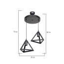 Plafonnier suspension luminaire deux lumières abat jour noir  50x60 cm