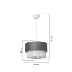 Plafonnier suspension luminaire tissu gris 30x23 cm