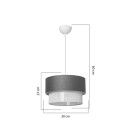 Plafonnier suspension luminaire tissu gris 30x23 cm