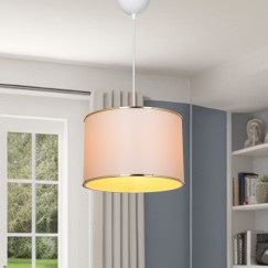 Plafonnier suspension luminaire  tissu abat jour crème 30x22 cm