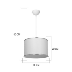 Plafonnier suspension luminaire  tissu abat jour crème 30x22 cm