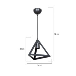 Plafonnier suspension luminaire  avec abat jour noir 24x22 cm