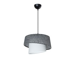 Plafonnier suspension luminaire tissu noir  abat-jour 34x24,5 cm