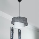 Plafonnier suspension luminaire tissu noir  abat-jour 34x24,5 cm