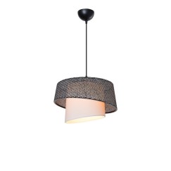 Plafonnier suspension luminaire tissu noir  abat-jour 34x24,5 cm