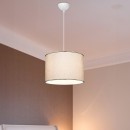 Plafonnier suspension luminaire tissu abat jour beige 30x60cm