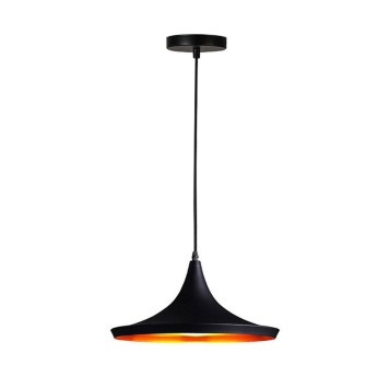 Plafonnier suspension luminaire en métal noir doré  36x18 cm