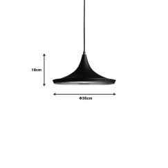 Plafonnier suspension luminaire en métal noir doré  36x18 cm