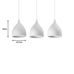 Plafonnier suspension luminaire métal blanc 50x20 cm