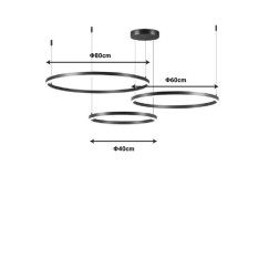 Plafonnier suspension luminaire led métal noir 120x150 cm