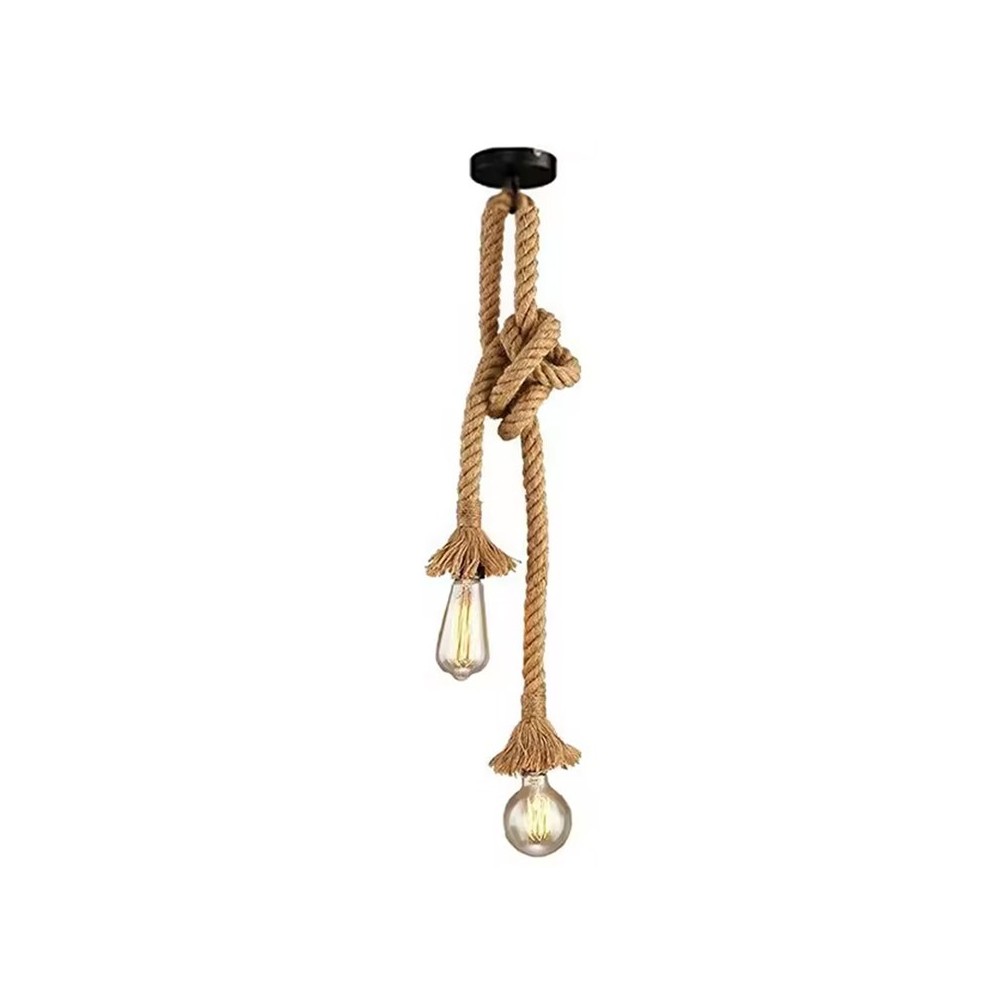 Plafonnier suspension luminaire deux lumières métal corde 2x100 cm Plafonnier suspension luminaire deux lumières métal corde 2x100 cm
