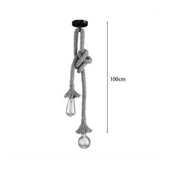 Plafonnier suspension luminaire deux lumières métal corde 2x100 cm