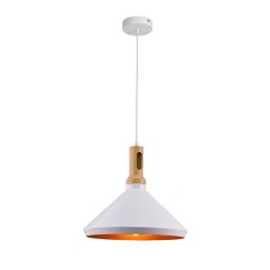 Plafonnier suspension luminaire métal blanc doré 35x24 cm
