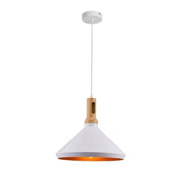 Plafonnier suspension luminaire métal blanc doré 35x24 cm