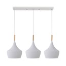 Plafonnier suspension luminaire trois lumières métal blanc 84x36 cm