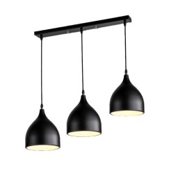 Plafonnier suspension luminaire métal noir 50x17x120 cm