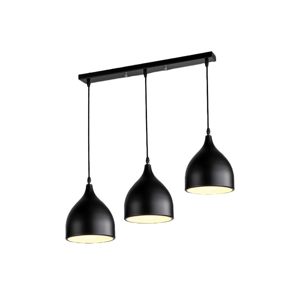 Plafonnier suspension luminaire métal noir 50x17x120 cm Plafonnier suspension luminaire métal noir 50x17x120 cm