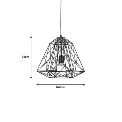 Plafonnier suspension luminaire métal noir 40x35 cm