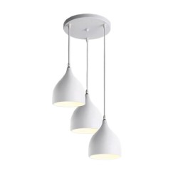 Plafonnier suspension luminaire trois lumières métal blanc 30x17x120 cm