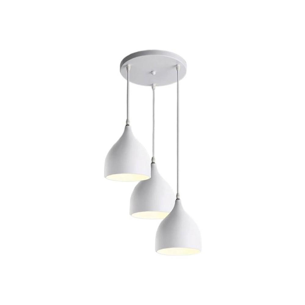 Plafonnier suspension luminaire trois lumières métal blanc 30x17x120 cm Plafonnier suspension luminaire trois lumières métal blanc 30x17x120 cm
