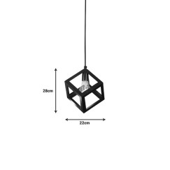 Plafonnier suspension luminaire métal noir 22x28 cm