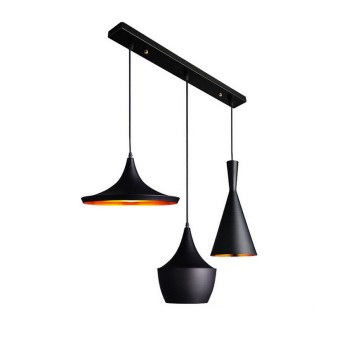 Plafonnier suspension luminaire métal noir 84x30x100 cm