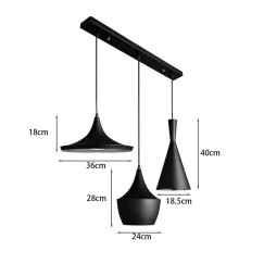 Plafonnier suspension luminaire métal noir 84x30x100 cm