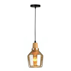 Plafonnier suspension luminaire métal verre 13,8x23 cm