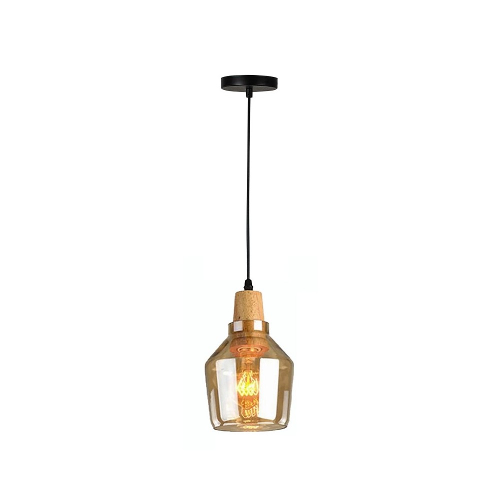 Plafonnier suspension luminaire métal verre 13,8x23 cm Plafonnier suspension luminaire métal verre 13,8x23 cm
