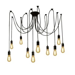 Plafonnier suspension luminaire multi lumières noir métal verre