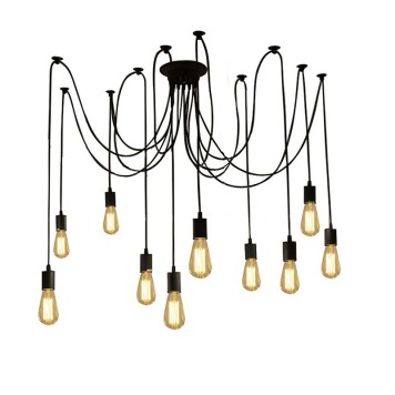 Plafonnier suspension luminaire multi lumières noir métal verre
