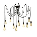 Plafonnier suspension luminaire multi lumières noir métal verre