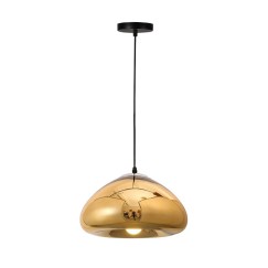 Plafonnier suspension luminaire doré métal verre 30x16,5 cm