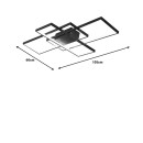 Plafonnier suspension luminaire led métal noir 105x60x7 cm