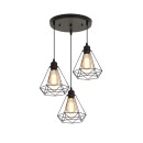 Plafonnier suspension luminaire trois lumières métal noir 30x25 cm