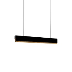 Plafonnier suspension luminaire led noir métal bois 120x7,5 cm