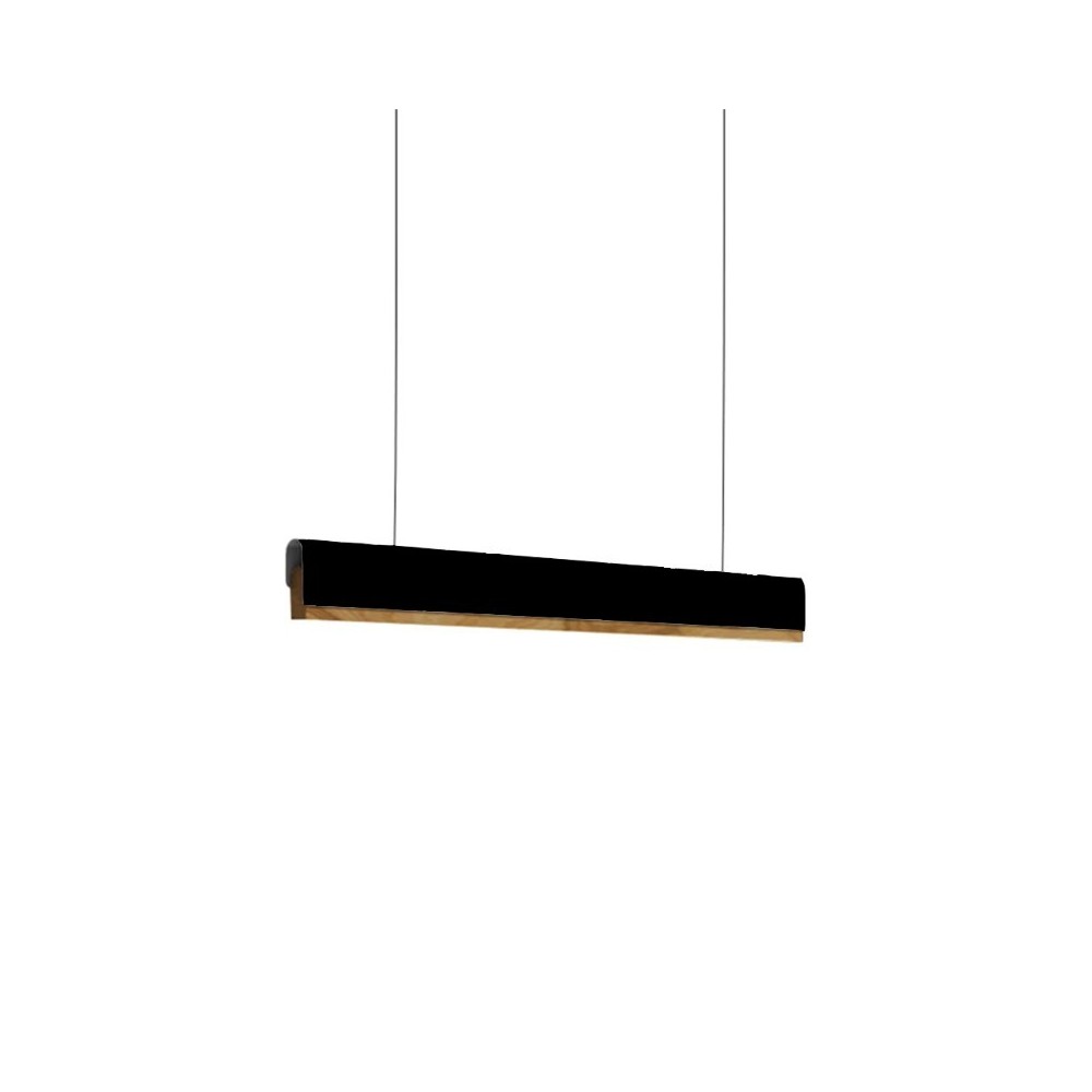 Plafonnier suspension luminaire led noir métal bois 120x7,5 cm Plafonnier suspension luminaire led noir métal bois 120x7,5 cm