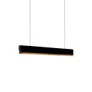 Plafonnier suspension luminaire led noir métal bois 120x7,5 cm