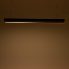Plafonnier suspension luminaire led noir métal bois 120x7,5 cm