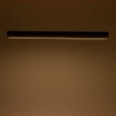 Plafonnier suspension luminaire led noir métal bois 120x7,5 cm