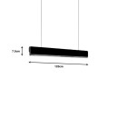 Plafonnier suspension luminaire led noir métal bois 120x7,5 cm