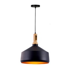 Plafonnier suspension luminaire métal noir 35x22 cm