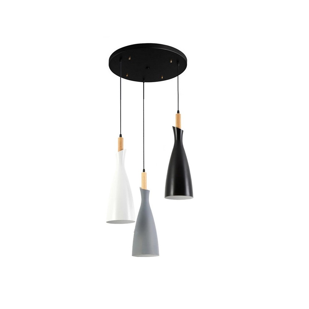 Plafonnier suspension luminaire noir blanc gris métal 30x30x138 cm Plafonnier suspension luminaire noir blanc gris métal 30x30x138 cm