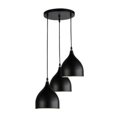Plafonnier suspension luminaire trois lumières métal noir 30x17x120 cm