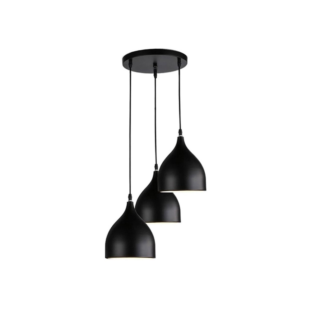 Plafonnier suspension luminaire trois lumières métal noir 30x17x120 cm Plafonnier suspension luminaire trois lumières métal noir 30x17x120 cm