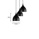 Plafonnier suspension luminaire trois lumières métal noir 30x17x120 cm