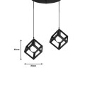 Plafonnier suspension luminaire deux lumières métal noir 48x28 cm