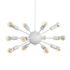 Plafonnier suspension luminaire multi lumières métal blanc 52x52x100 cm