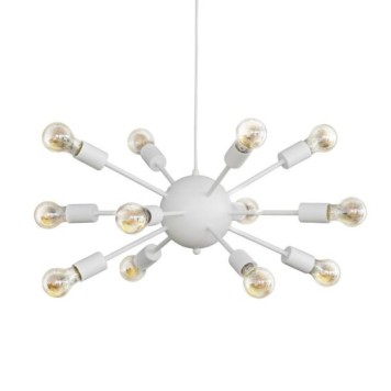 Plafonnier suspension luminaire multi lumières métal blanc 52x52x100 cm