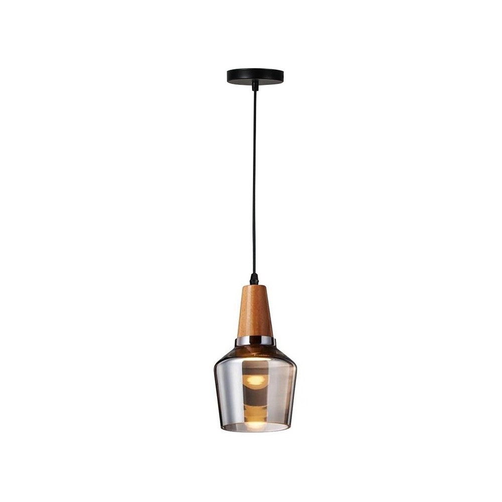 Plafonnier suspension luminaire gris métal verre 13,8x23 cm Plafonnier suspension luminaire gris métal verre 13,8x23 cm